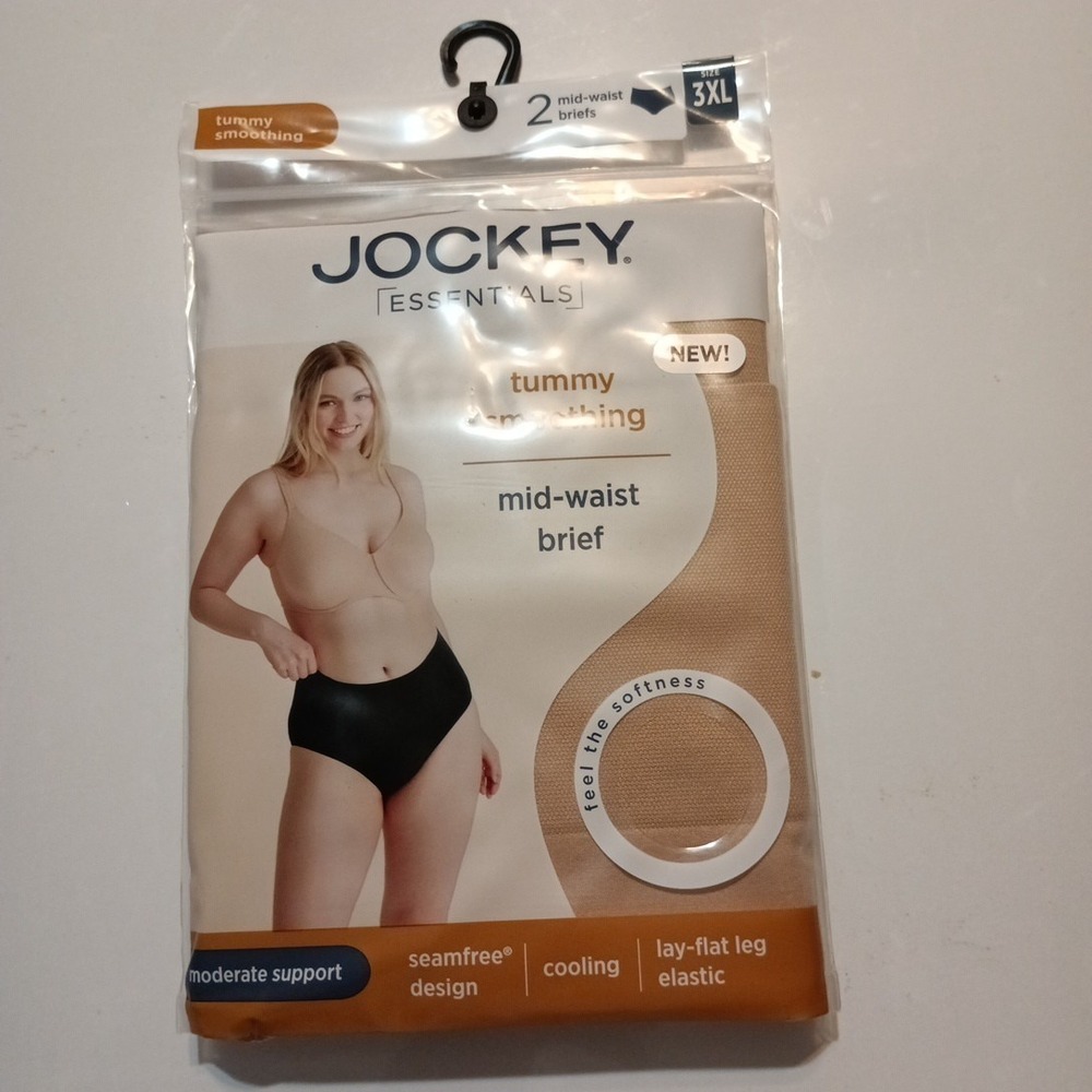 Jockey Tummy Smoothing Mid-Waist Briefs Women's Size 3XL Beige 2 Pack